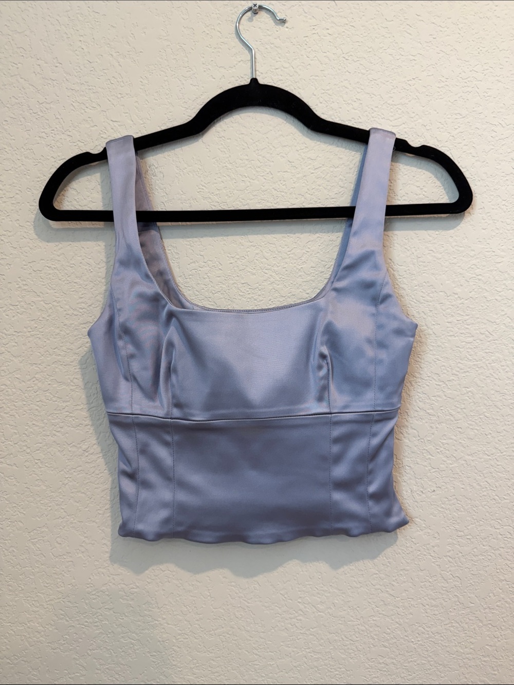 Wilfred Lavender Satin Square Neck Crop Top